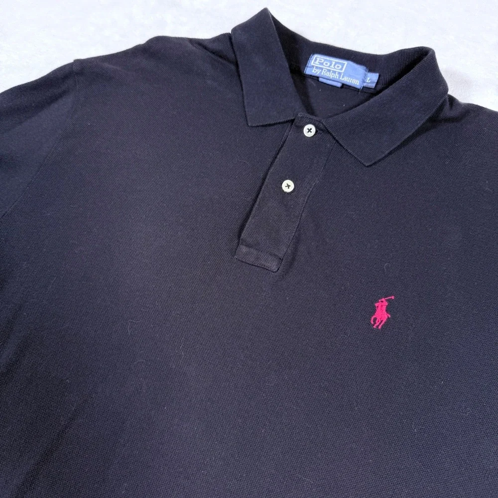 Polo by Ralph Lauren Classic Fit Polo Shirt Mens L Black Pink‎ Pony Logo